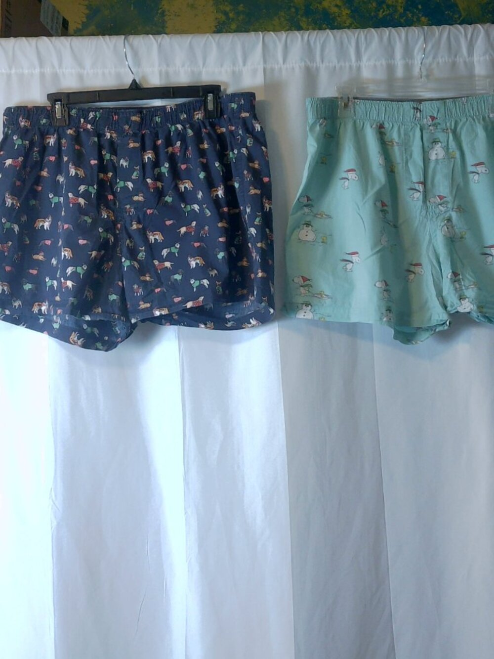 J.Crew Mens XL Boxer Shorts Lot of 2 100% Cotton Holiday Dogs & Snoopy Peanuts